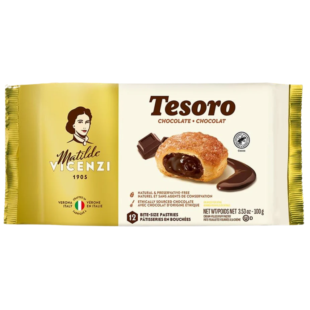 Wholesale Vicenzi Case Tesoro Chocoalte Puff Pastry Cookie- Bulk