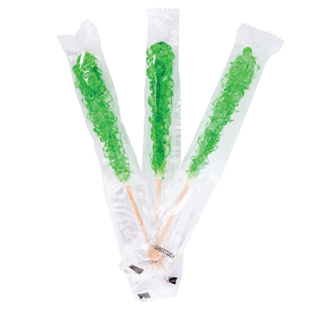 Wholesale Müttenberg Candy Green Apple Wrapped Rock Candy Sticks 0.6 Oz- Bulk