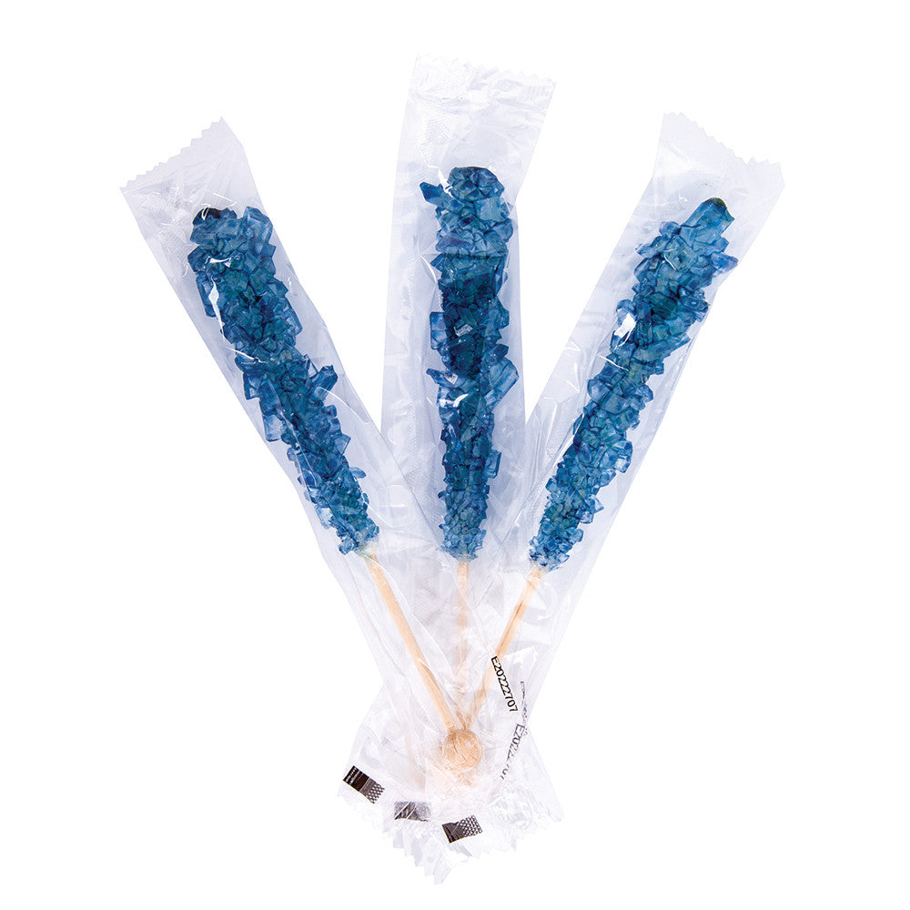 Wholesale Müttenberg Candy Royal Blue Blue Raspberry Wrapped Rock Candy Sticks 0.6 Oz- Bulk