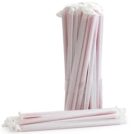 Wholesale BoxNCase Case 7.75In Individually Wrapped Red Plastic Straws- Bulk