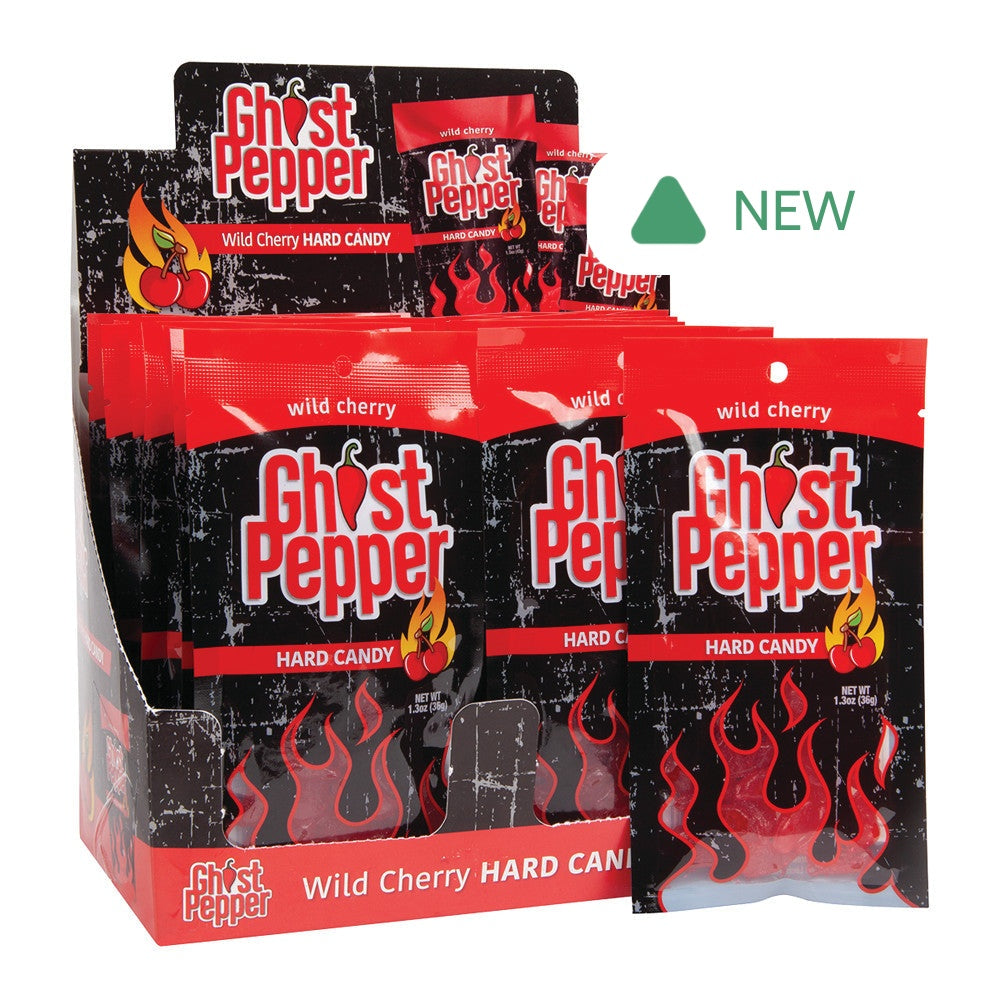 Wholesale Ghost Pepper Wild Cherry Hard Candy 1.3 Oz Peg Bag- Bulk