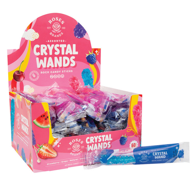 Wholesale Roses Brands Assorted Wrapped Rock Candy Sticks- Bulk