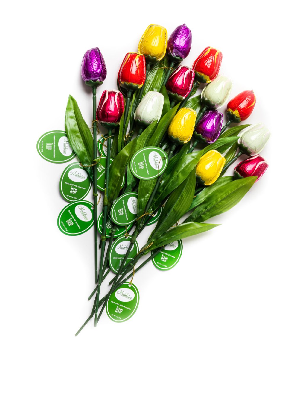 Wholesale Madelaine Chocolate ¾ Oz. Tulips Assorted (14")- Bulk