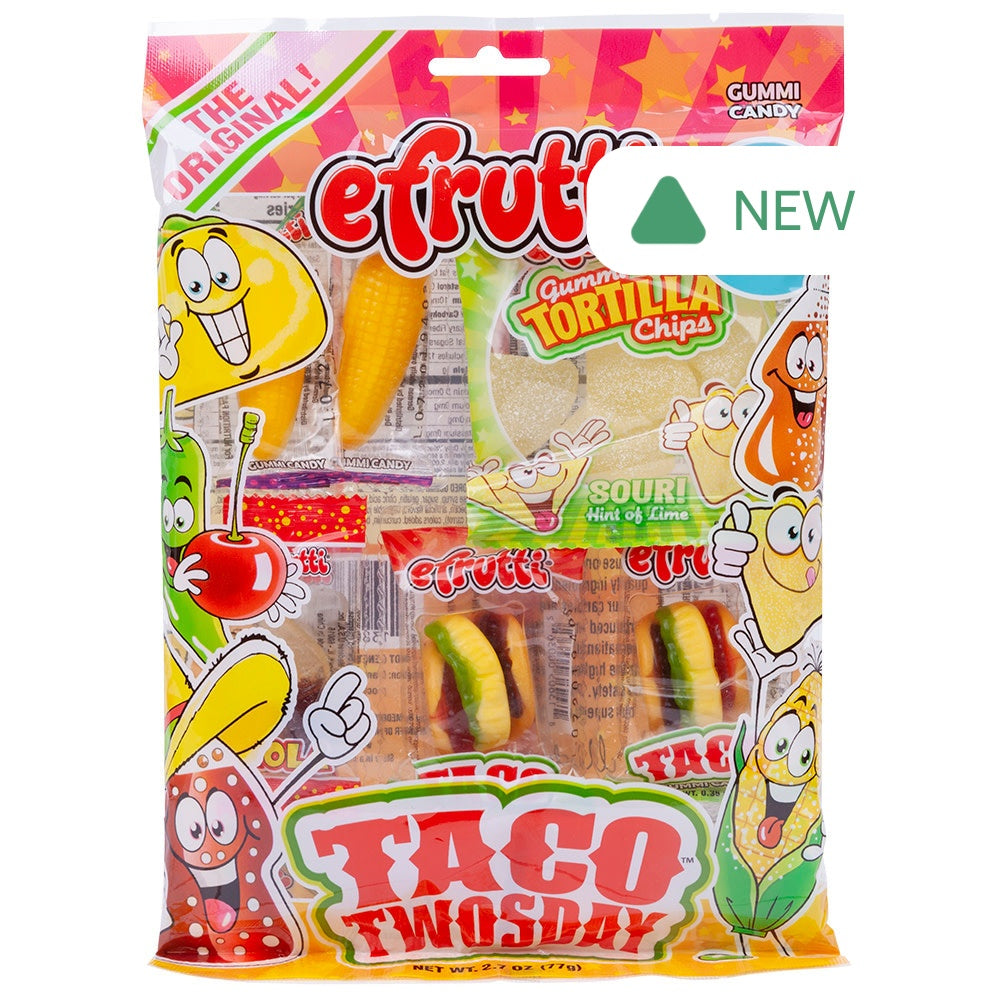 Wholesale Efrutti Taco Twosday Gummi Candy 2.7 Oz Peg Bag- Bulk