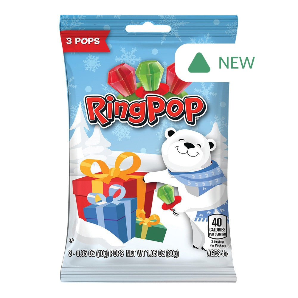 Wholesale Ring Pop Christmas 3 Piece 1.05 Oz Peg Bag- Bulk