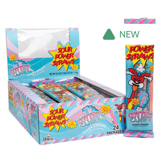 Wholesale Sour Power Straws Cotton Candy 1.75 Oz- Bulk