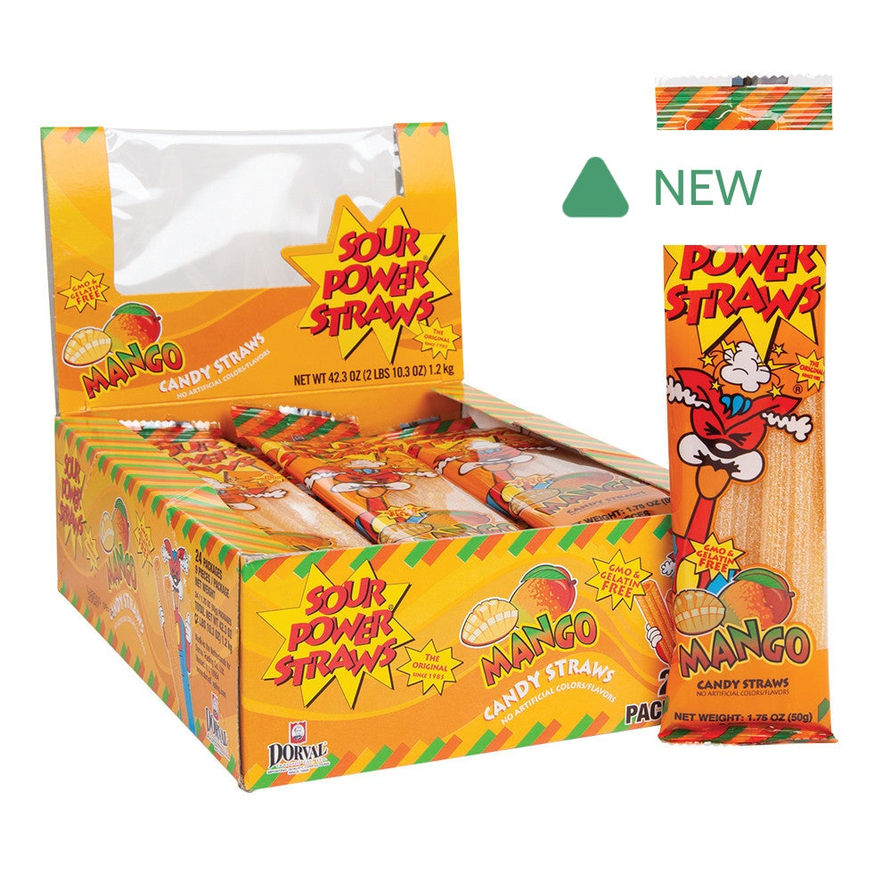 Wholesale Sour Power Straws Mango 1.75 Oz- Bulk