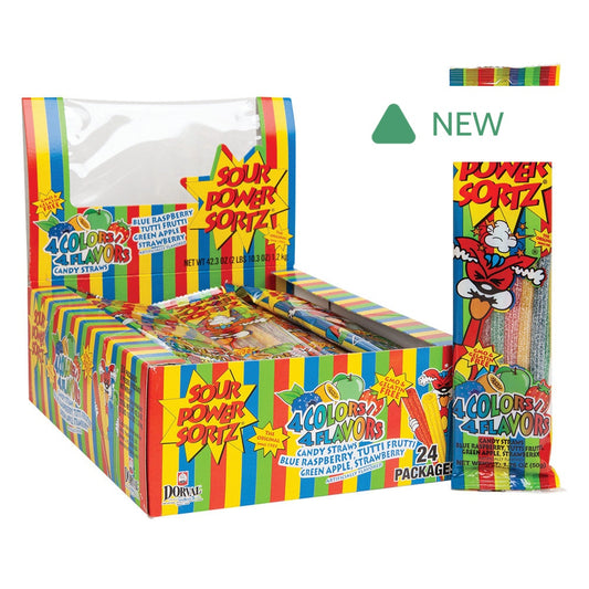Wholesale Sour Power Straws Sortz Assorted Flavor Pack 1.75 Oz- Bulk