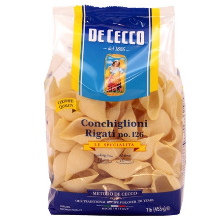 Wholesale De Cecco Conchiglioni Rigati Pasta | 16 oz- Bulk