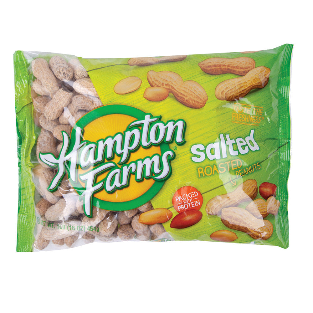 Hampton Farms In Shell Salted Roasted Peanuts 16 Oz 24 Pack