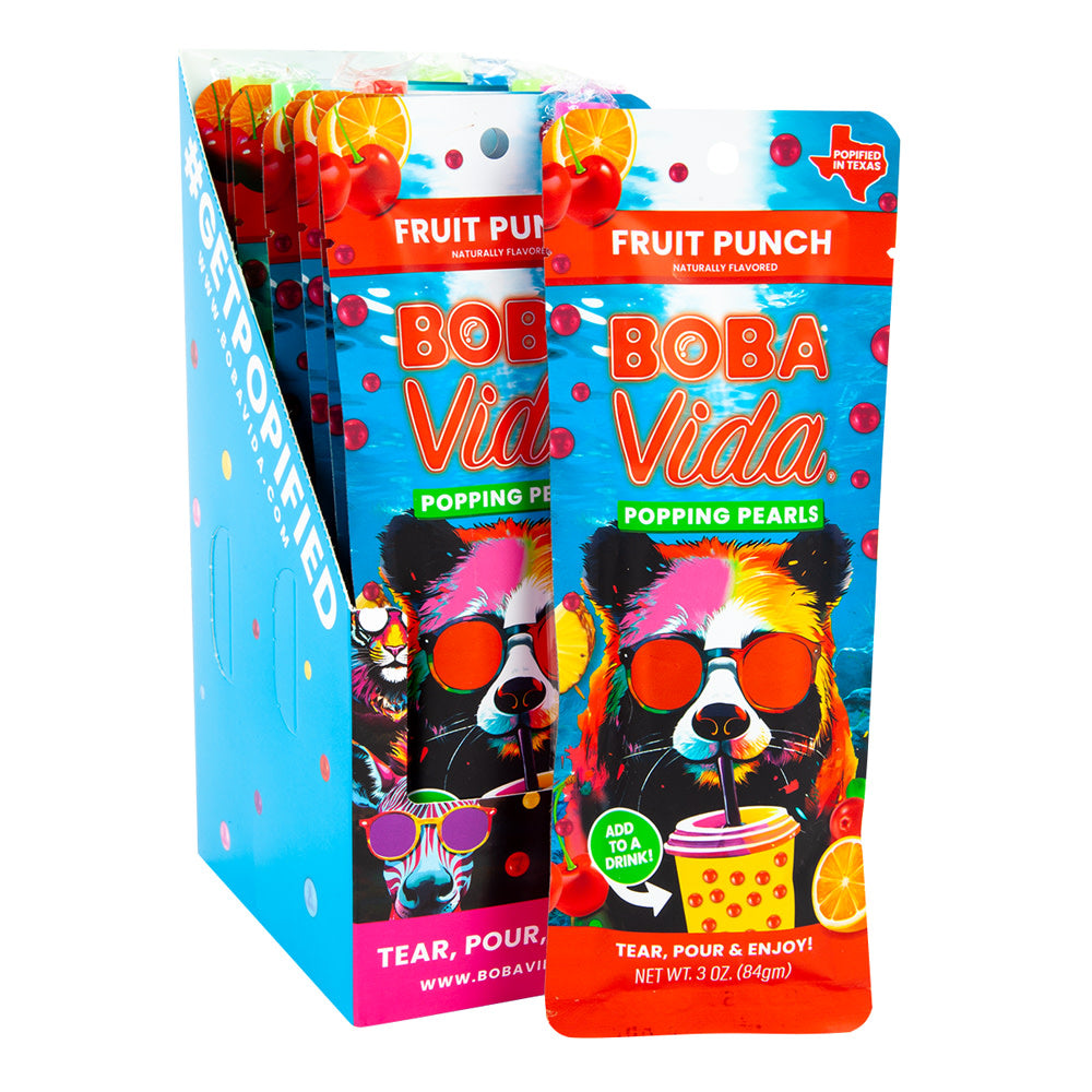 Wholesale Bobavida Popping Boba Fruit Punch 3 Oz- Bulk
