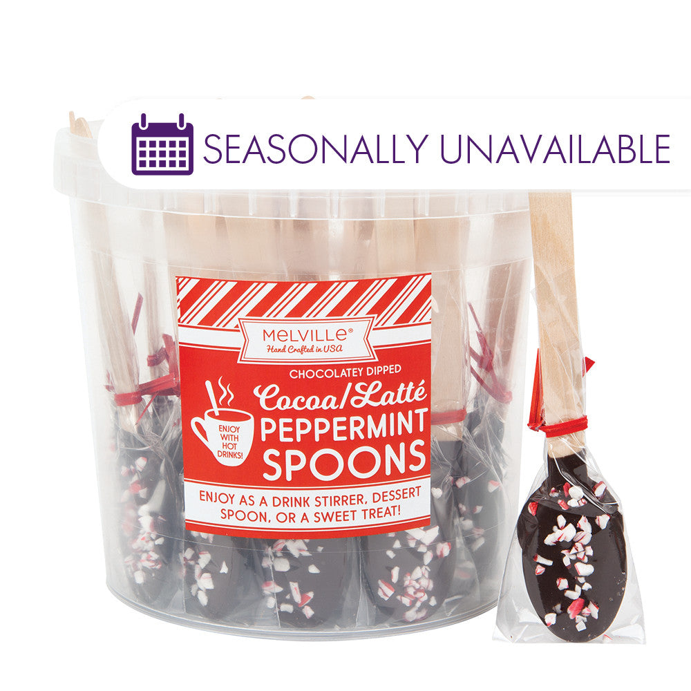 Wholesale Dark Chocolate Peppermint Dipped Spoons Tub- Bulk