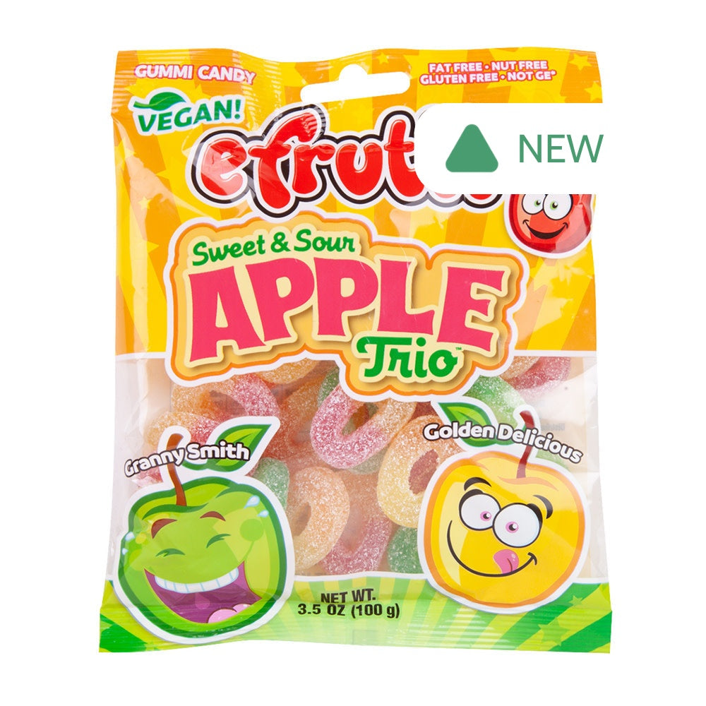 Wholesale Efrutti Sweet & Sour Apple Trio 3.5 Oz Peg Bag- Bulk