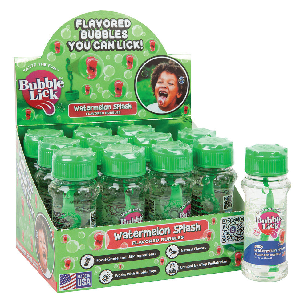 Wholesale Bubblelick Watermelon Flavored Bubbles 2.5 Oz Bottle- Bulk