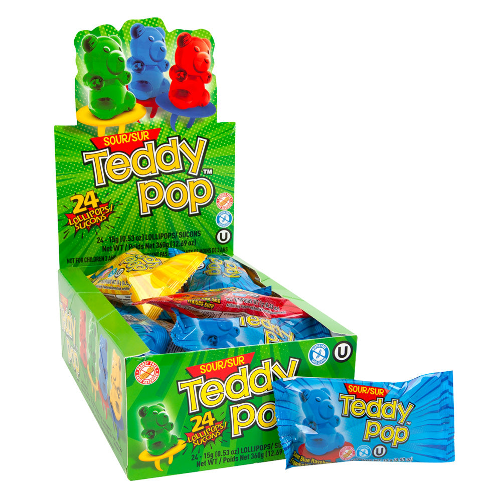 Wholesale Teddy Pop Sour Lollipop Ring 0.53 Oz- Bulk