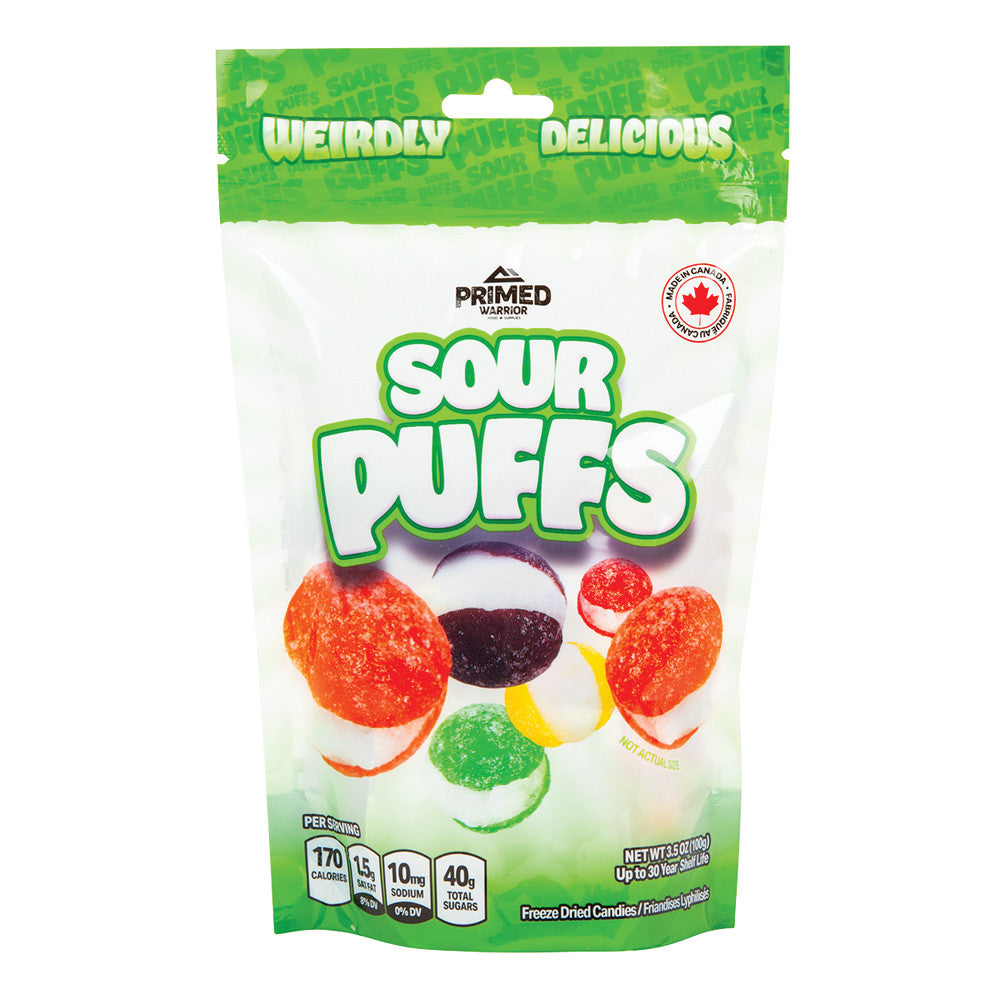 Wholesale Primed Warrior Freeze Dried Sour Puffs 3.5 Oz Pouch- Bulk