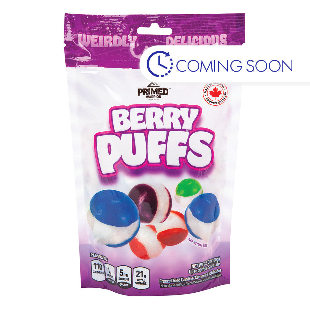 Wholesale Primed Warrior Freeze Dried Berry Puffs 3.5 Oz Pouch- Bulk