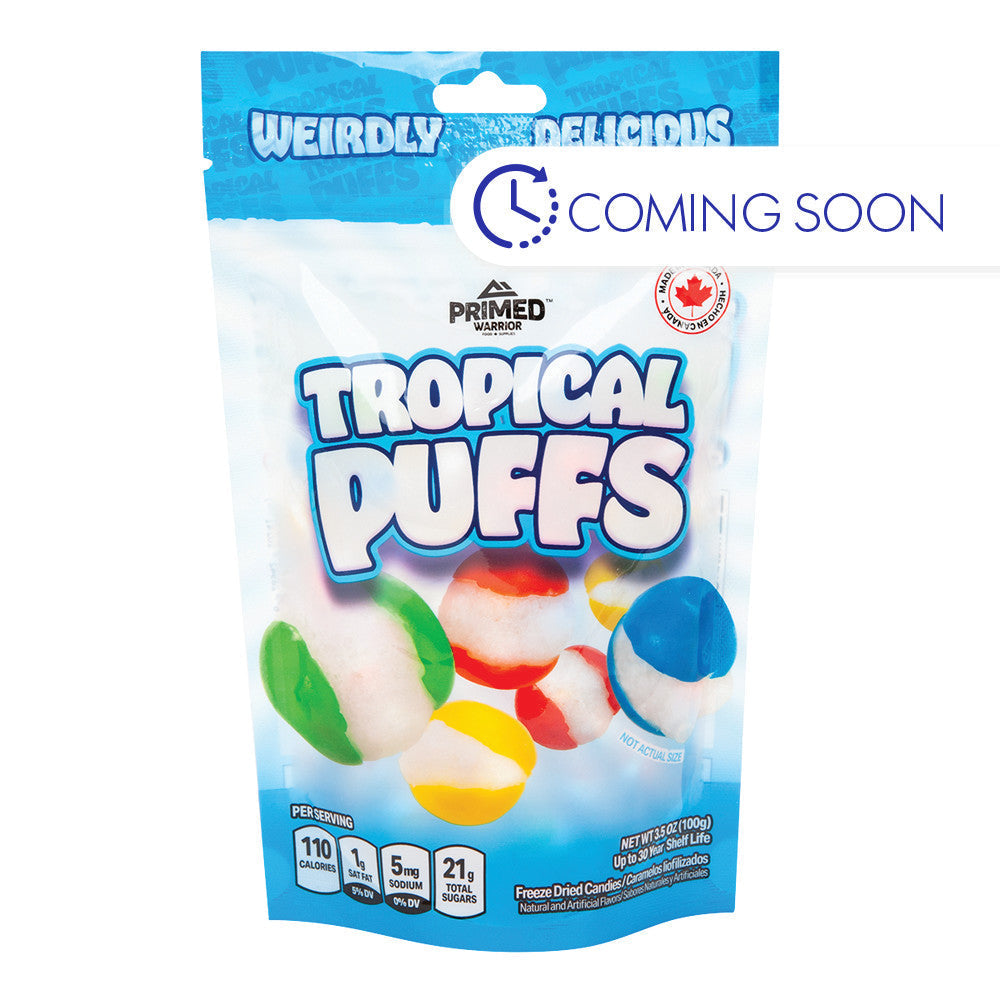 Wholesale Primed Warrior Freeze Dried Tropical Puffs 3.5 Oz Pouch- Bulk