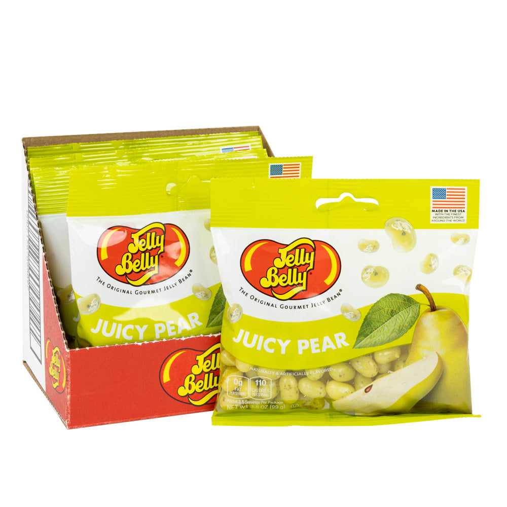 Wholesale Jelly Belly Juicy Pear 3.5 Oz Peg Bag- Bulk