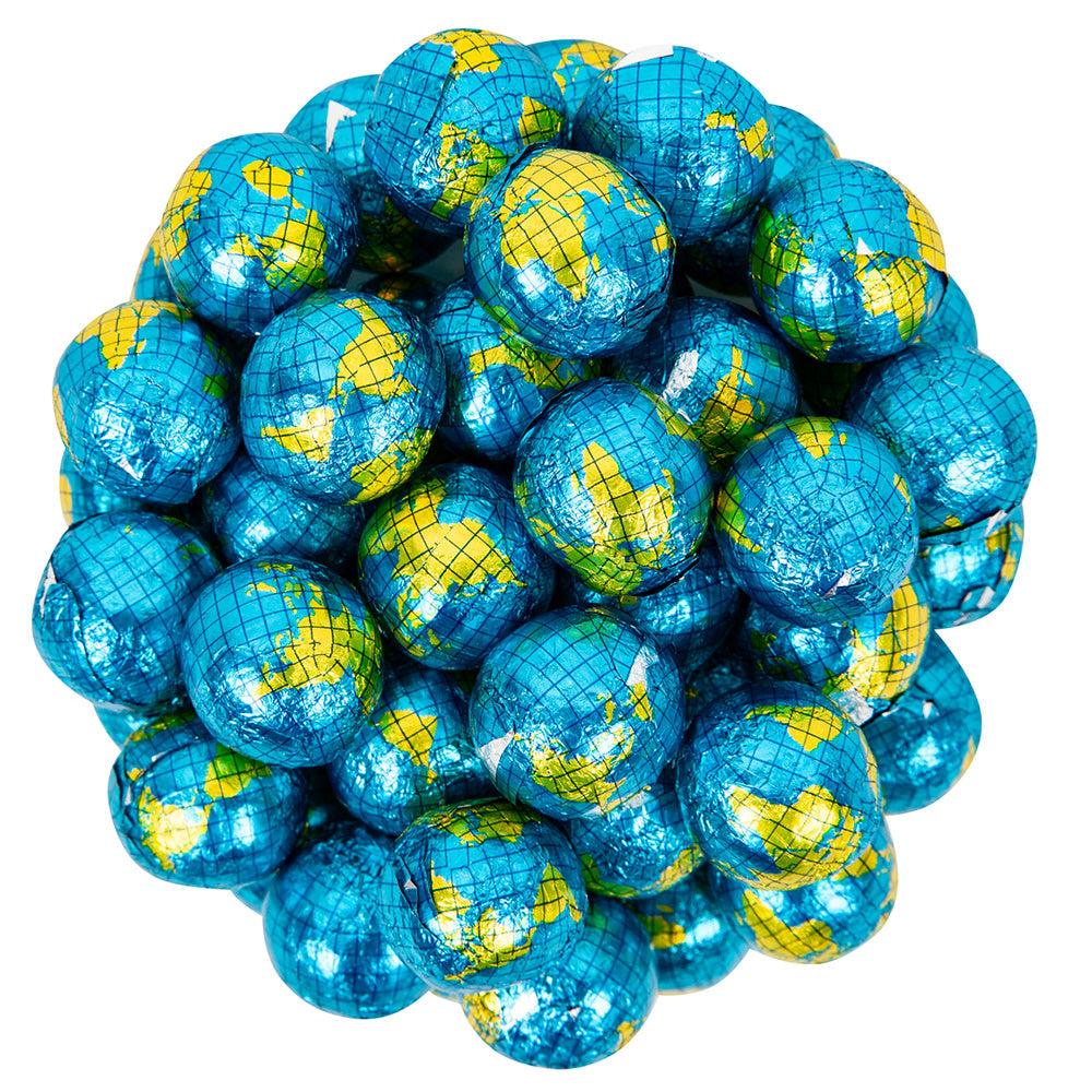 Wholesale Foiled Milk Chocolate World Globe Balls- Bulk