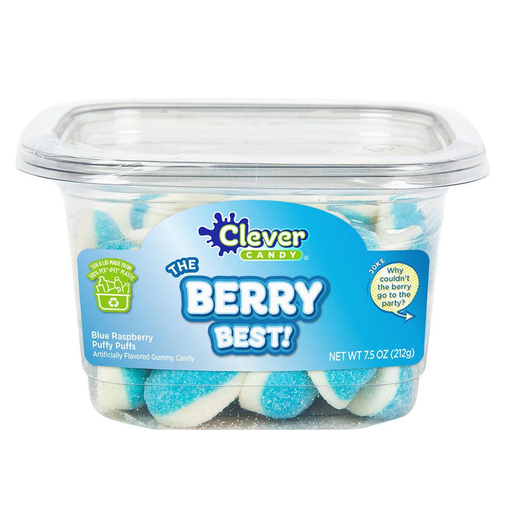 Wholesale Müttenberg Candy The Berry Best! Blue Raspberry Gummy Puffy Puffs 7.5 Oz Tub- Bulk