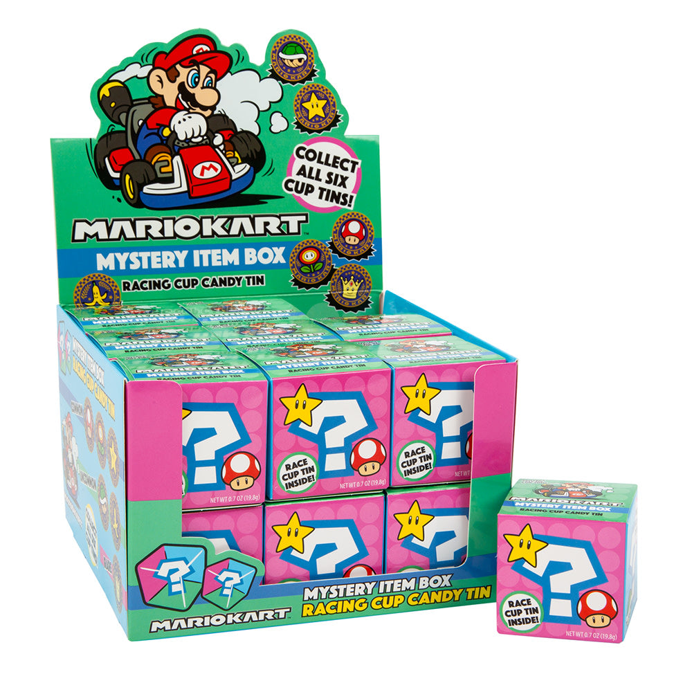 Wholesale Nintendo Mario Kart Mystery Item Racing Cup Candy Tin 0.7 Oz Box- Bulk