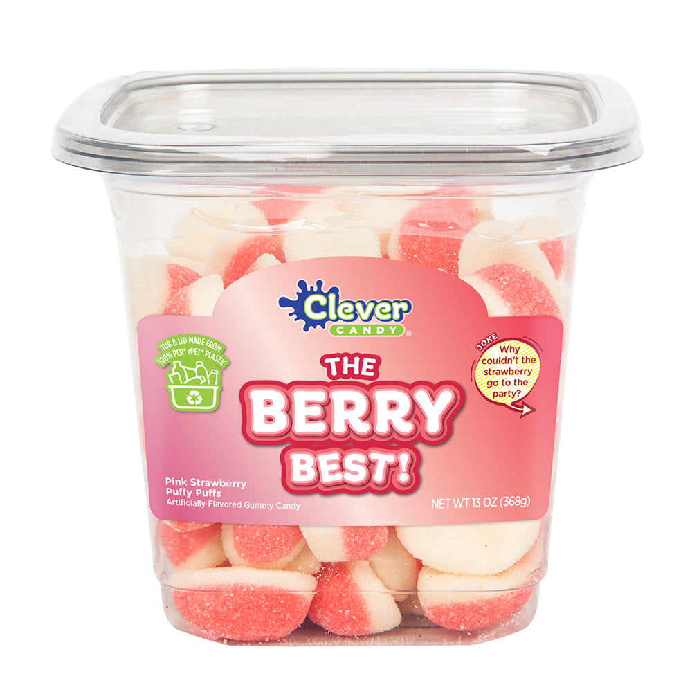Wholesale Müttenberg Candy The Berry Best! Gummy Strawberry Puffy Puffs 13 Oz Tub- Bulk