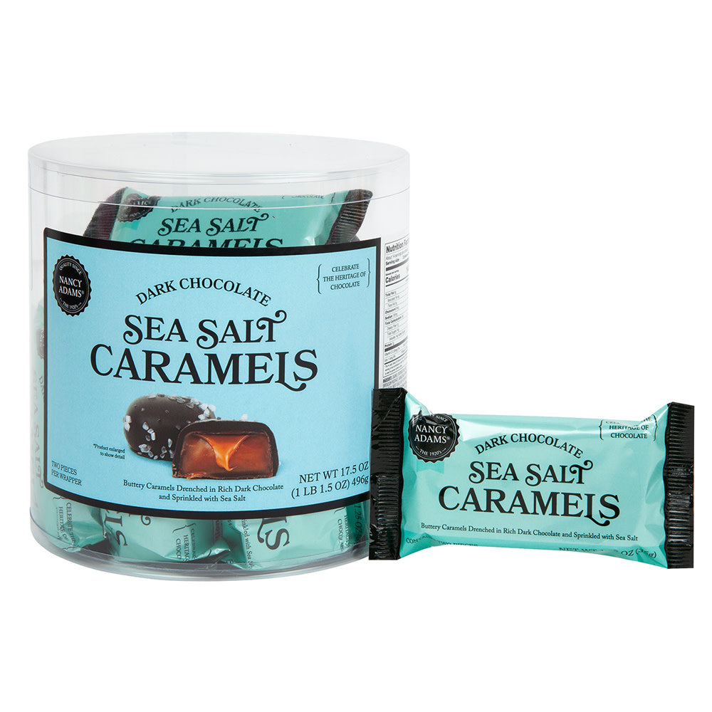Wholesale Nancy Adams Dark Chocolate Sea Salt Caramels Single Serve Tub- Bulk