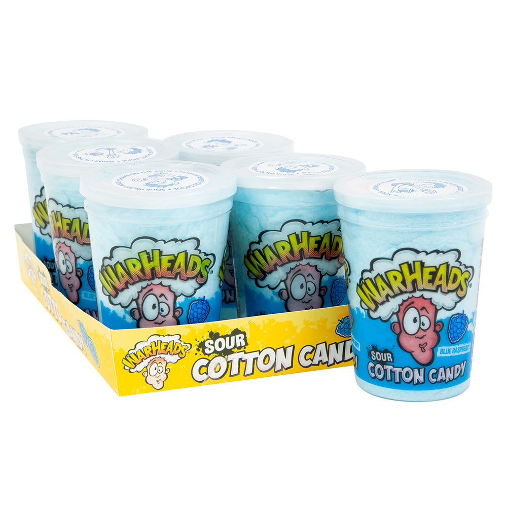 Wholesale Warheads Sour Blue Raspberry Cotton Candy 1.5 Oz Tub- Bulk