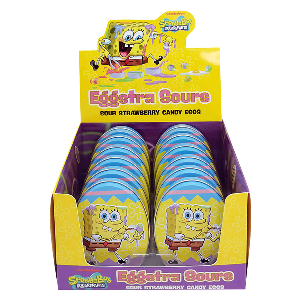 Wholesale Spongebob Squarepants Boston America Sour Strawberry Eggstra Sours 1.2 Oz Tin- Bulk