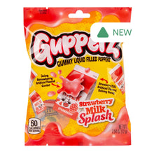 Wholesale Gupperz Strawberry Milk Splash Gummy Liquid Filled Popperz 2.54 Oz Peg Bag- Bulk