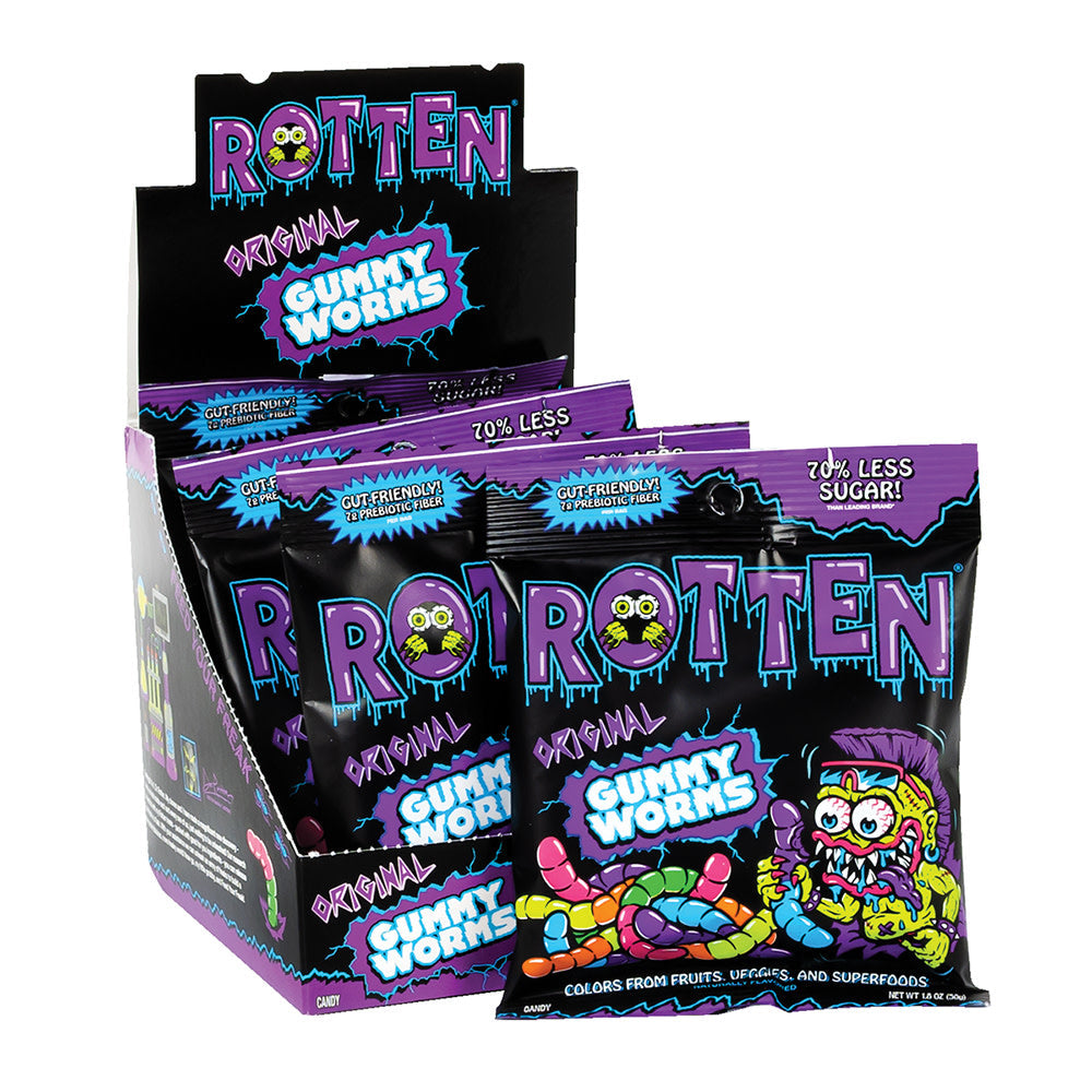 Wholesale Rotten Original Gummy Worms 1.8 Oz Peg Bag- Bulk