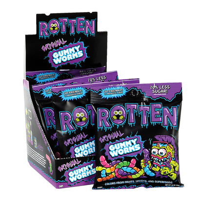 Wholesale Rotten Original Gummy Worms 1.8 Oz Peg Bag- Bulk