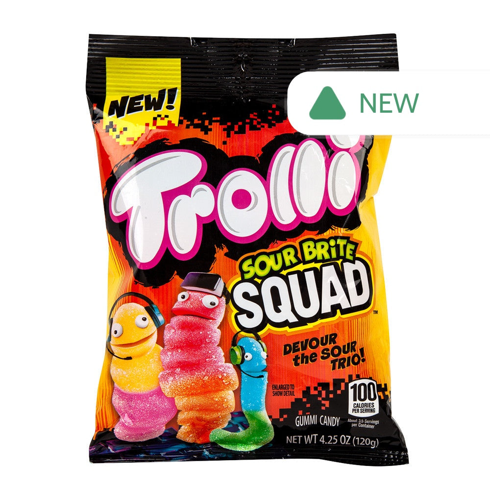 Wholesale Trolli Sour Brite Squad Gummy Worms 4.25 Oz Peg Bag- Bulk