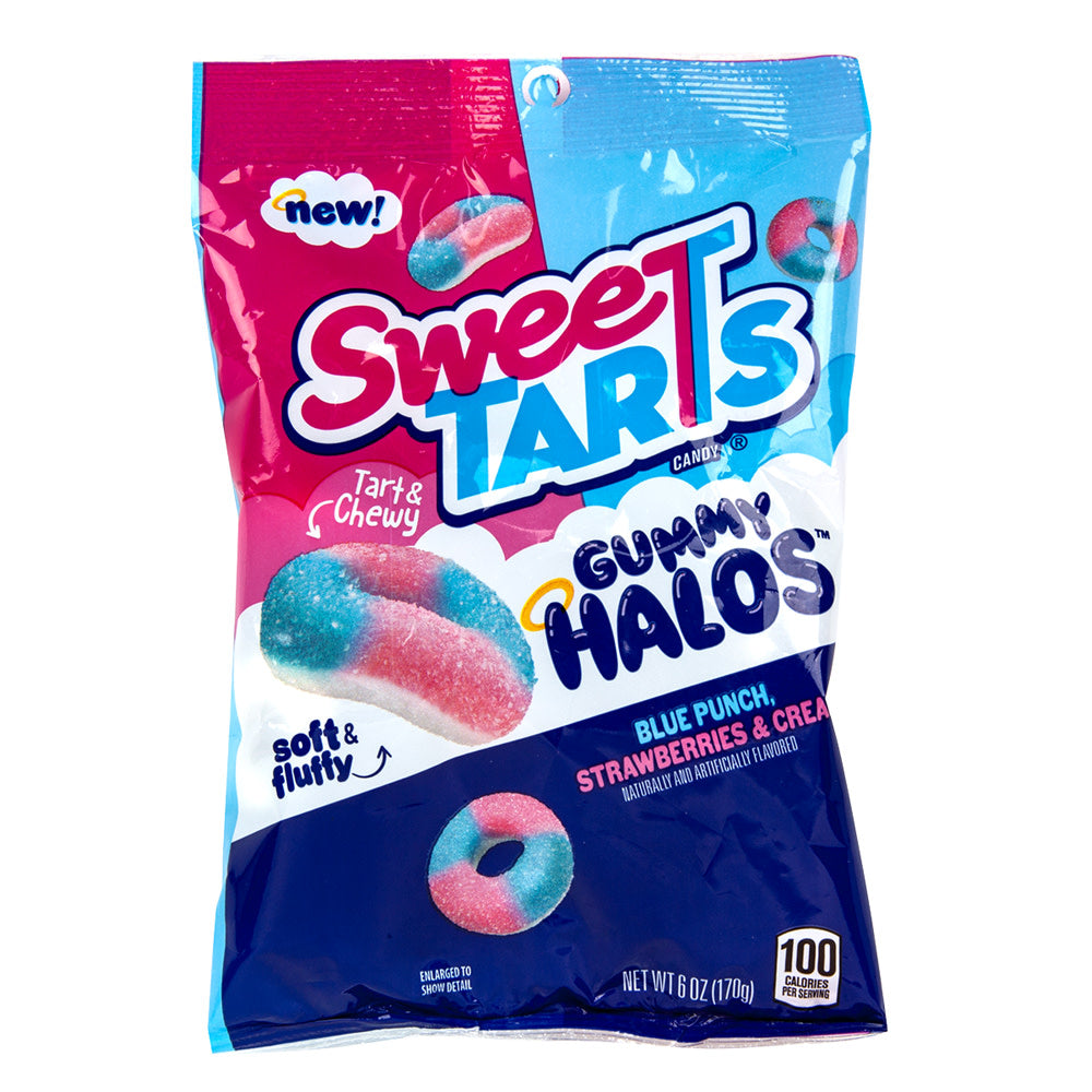 Wholesale Sweetarts Blue Punch Strawberries & Cream Gummy Halos 6 Oz Peg Bag- Bulk