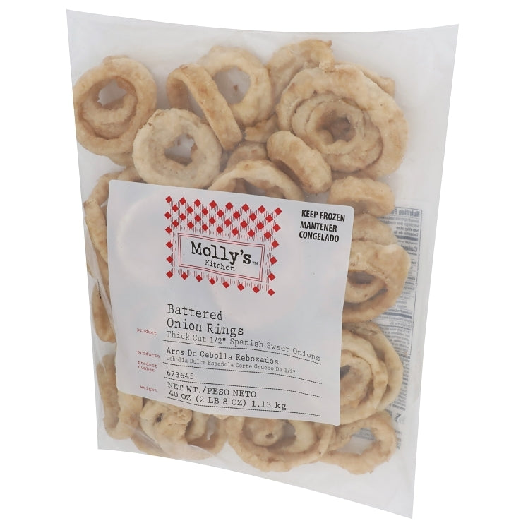 Wholesale Molly'S Kitchen Onion Ring, Battered 1/2" Parcooked Fried Frozen Bag Appetizer- Bulk
