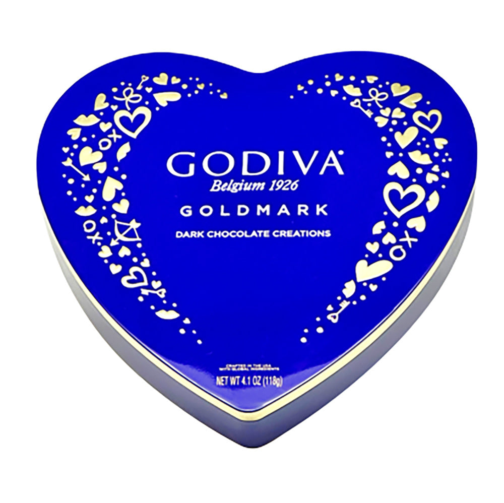 Godiva Goldmark 14 Piece Assorted Dark Chocolate Heart Shaped Tin