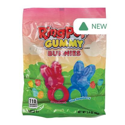 Wholesale Ring Pop Strawberry Blue Raspberry Bunny Gummies Peg Bag- Bulk
