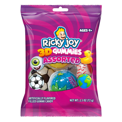 Wholesale Ricky Joy Assorted 3D Gummies 2.5 Oz Peg Bag- Bulk