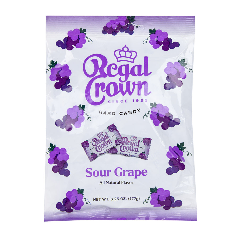 Wholesale Regal Crown Sour Grape Hard Candy 6.25 Oz Peg Bag- Bulk