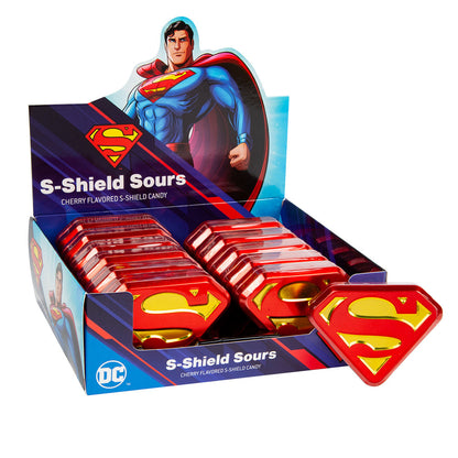 Wholesale Superman Sour Cherry S-Shield Sours Candy 0.6 Oz Tin- Bulk