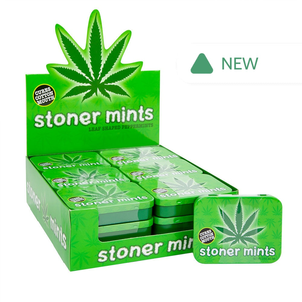 Wholesale Stoner Mints Leaf Shaped Peppermints 1.5 Oz Tin- Bulk
