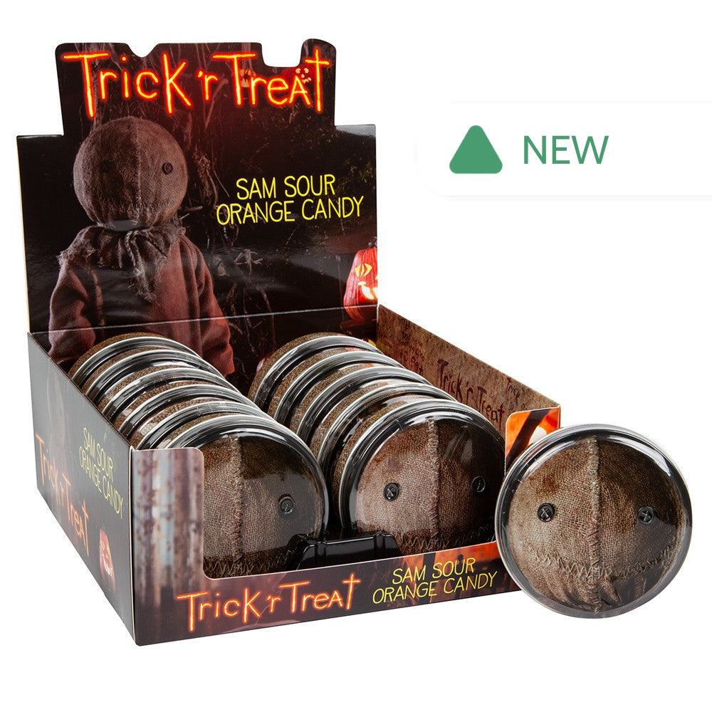 Wholesale Trick 'R Treat Sam Sour Orange Candy 1.5 Oz Tin- Bulk