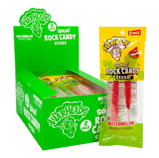 Wholesale Warheads Sour Watermelon Rock Candy Sticks 1.06 Oz- Bulk