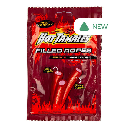 Wholesale Hot Tamales Fierce Cinnamon Filled Ropes 3 Oz Peg Bag- Bulk