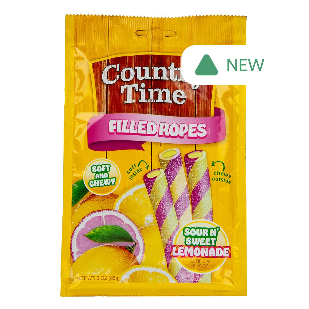 Wholesale Country Time Sweet N’ Sour Lemonade Filled Ropes 3 Oz Peg Bag- Bulk