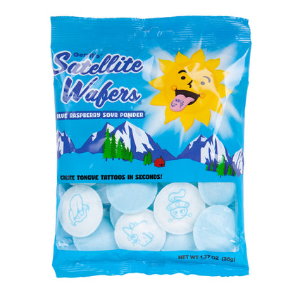 Wholesale Gerrit’S Blue Raspberry Sour Powder Satellite Wafers 1.27 Oz Peg Bag- Bulk