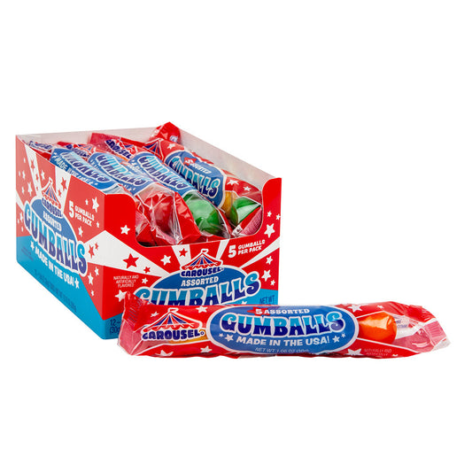 Wholesale Carousel Assorted Gumballs 5 Piece Tube- Bulk