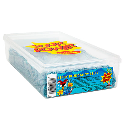 Wholesale Sour Power Berry Blue Candy Belts Tub- Bulk