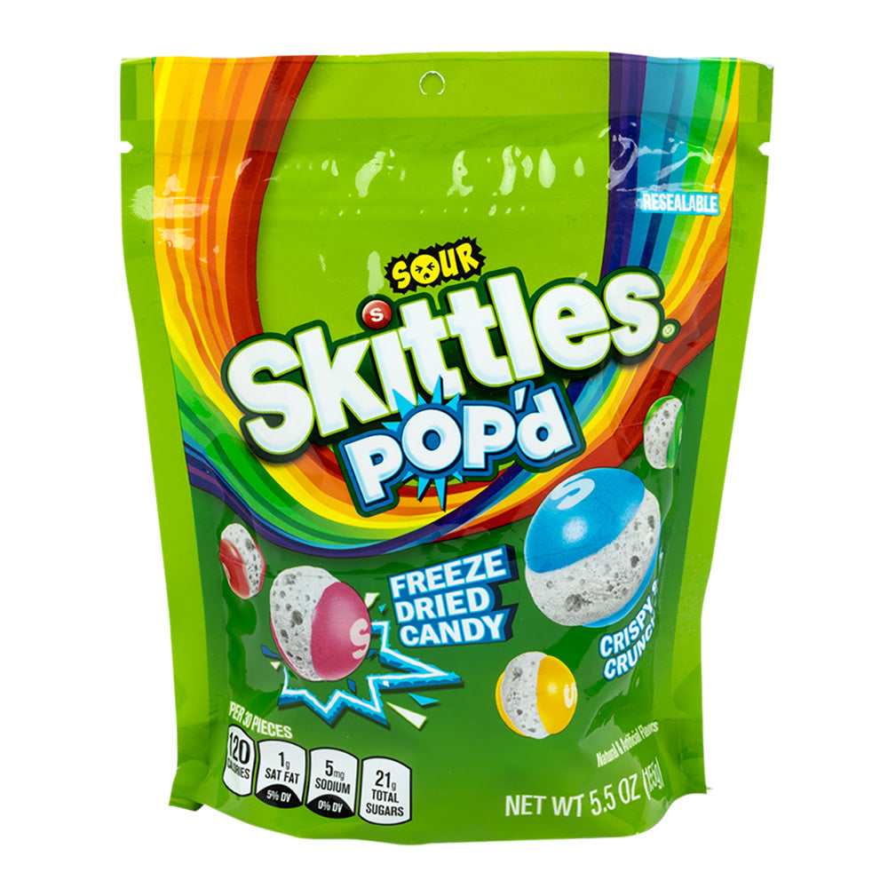 Wholesale Skittles Pop'D Sour Freeze Dried Candy 5.5 Oz Pouch- Bulk